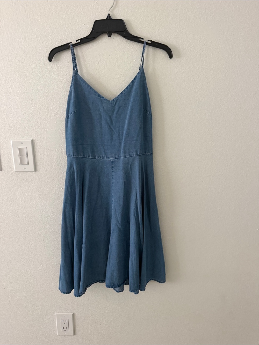 GAP Light Blue Denim-Style Spaghetti Strap Mini Dress